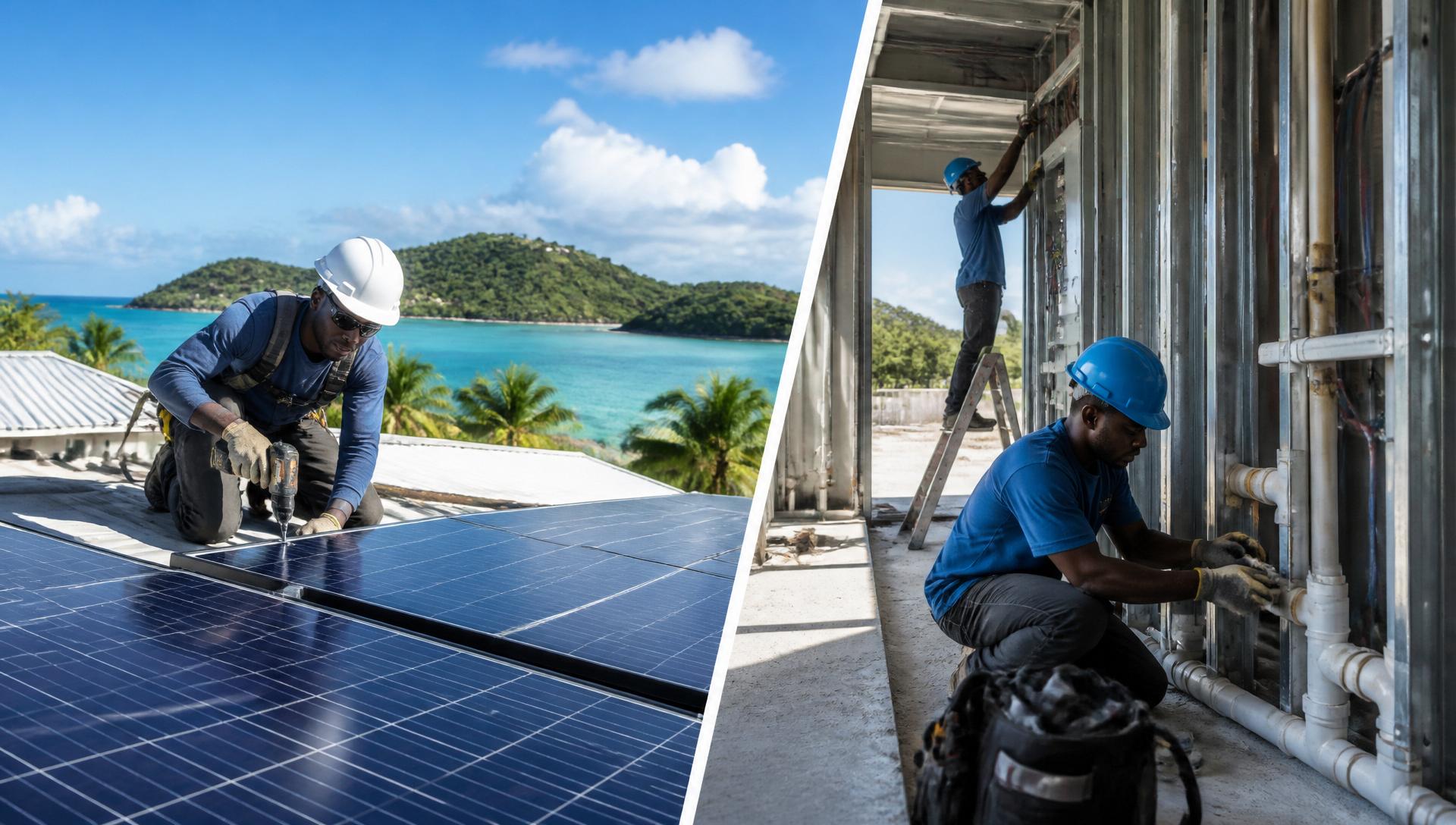 Solar panel installation and construction plumbing services in Jamaica